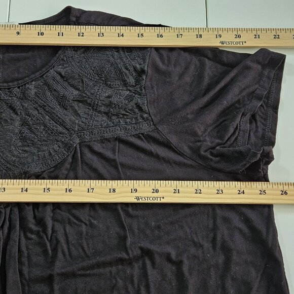 Green Envelope Top Womens 3X Black SS Lace Flowy Stretch USA Whimsigoth Cottage - Picture 5 of 13